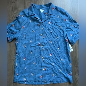 NWT dip Mens Button Down Bird Parrot Shirt